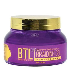 BTL Professional Braiding Gel Supreme Performance - High Hold Non-Flaking Gel for Braids, Twists, and Locs

