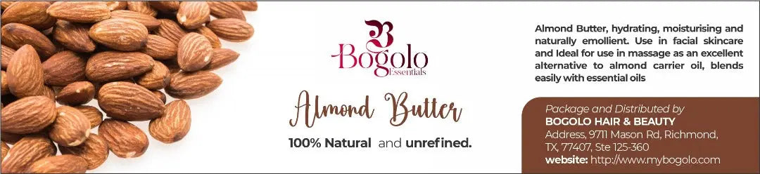 Bogolo Essentials 100% Natural Almond Butter - Deeply Nourishing & Quick-Absorbing Body Butter Bogolo hair & beauty