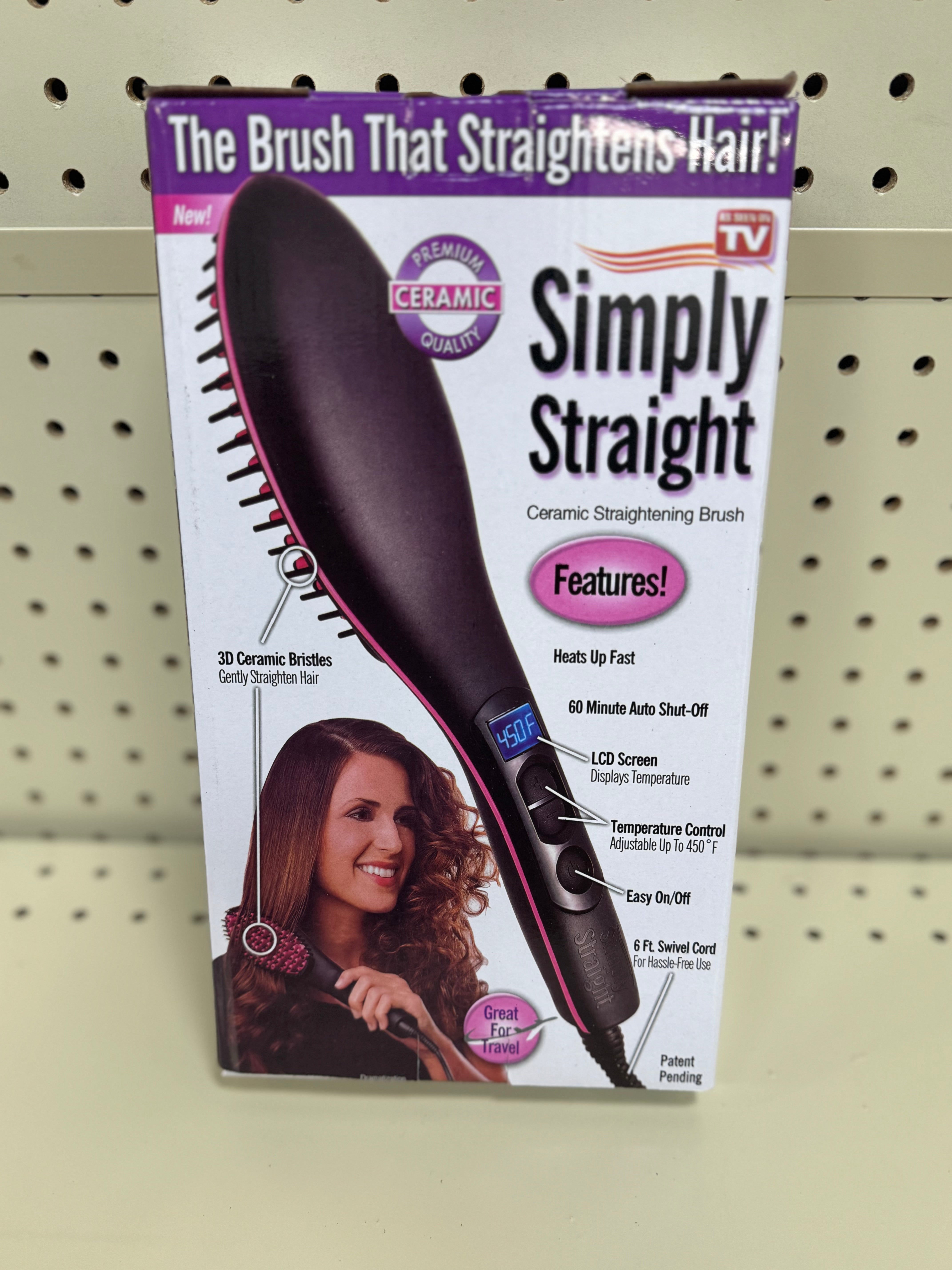 Simply Straight Ceramic Straightening Brush for Quick and Easy Hair Styling